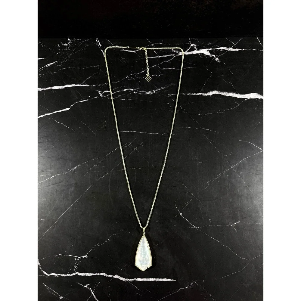 Kendra Scott Carole Mother of Pearl Long 30-32in Gold Tone Pendant Necklace